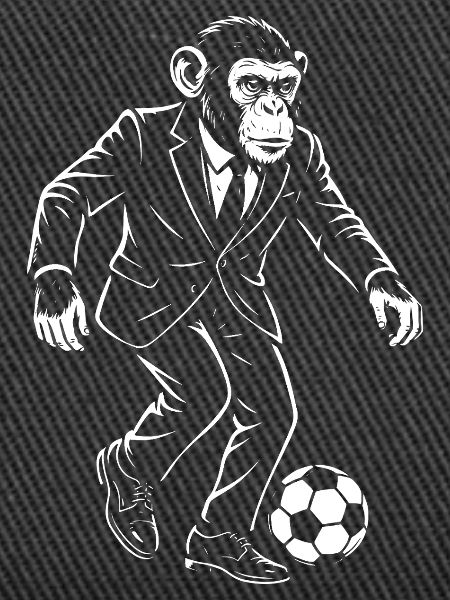 Eleganter Affe spielt Fußball