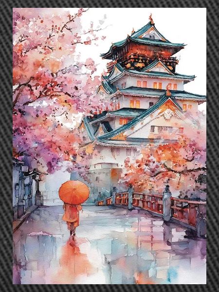Japanische Pagode und Kirschblüten