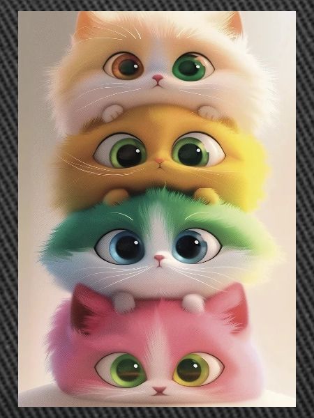 Gestapelte Regenbogen-Plüschkatzen