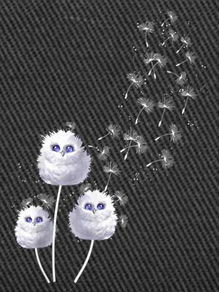 Flauschige Eulen im Löwenzahnflug