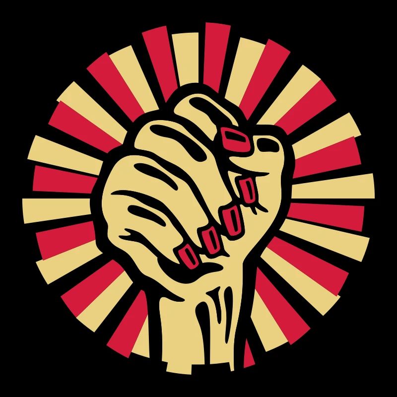 Geballte Faust einer Frau mit rot lackierten