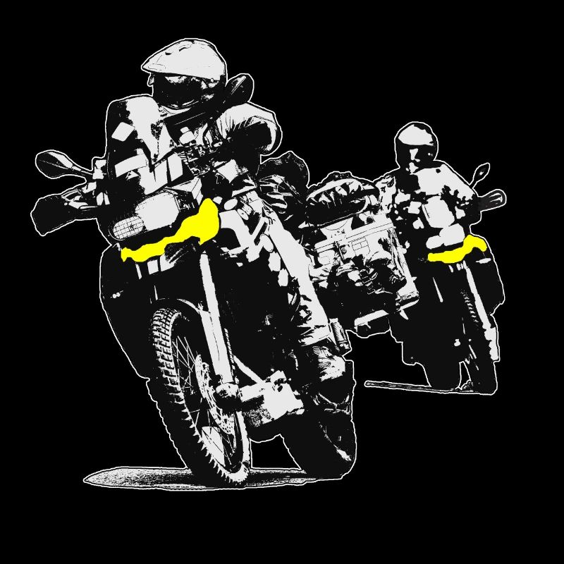 zwei Motorräder Schräglage