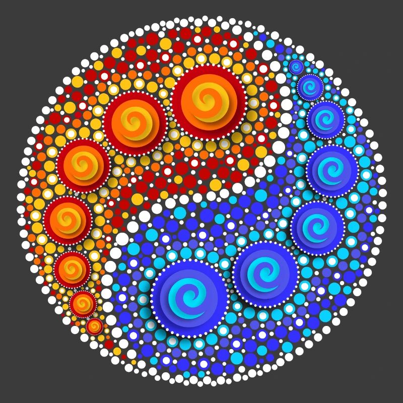 Yin Yang, Elements, Dot Art, Mosaic, Spiral