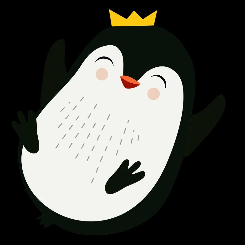 fröhlicher Pinguin mit einer goldenen Krone