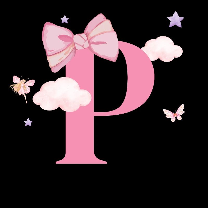 Lettre p rose nuages