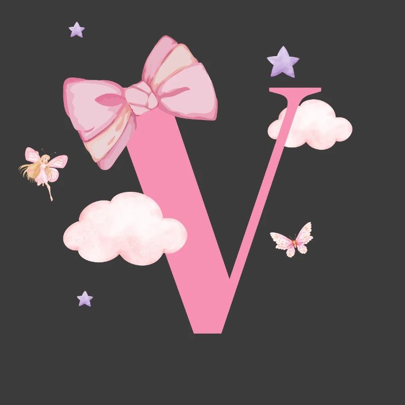 Letter v pink clouds