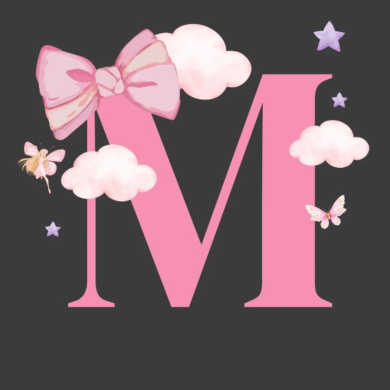 Buchstabe m rosa Wolken