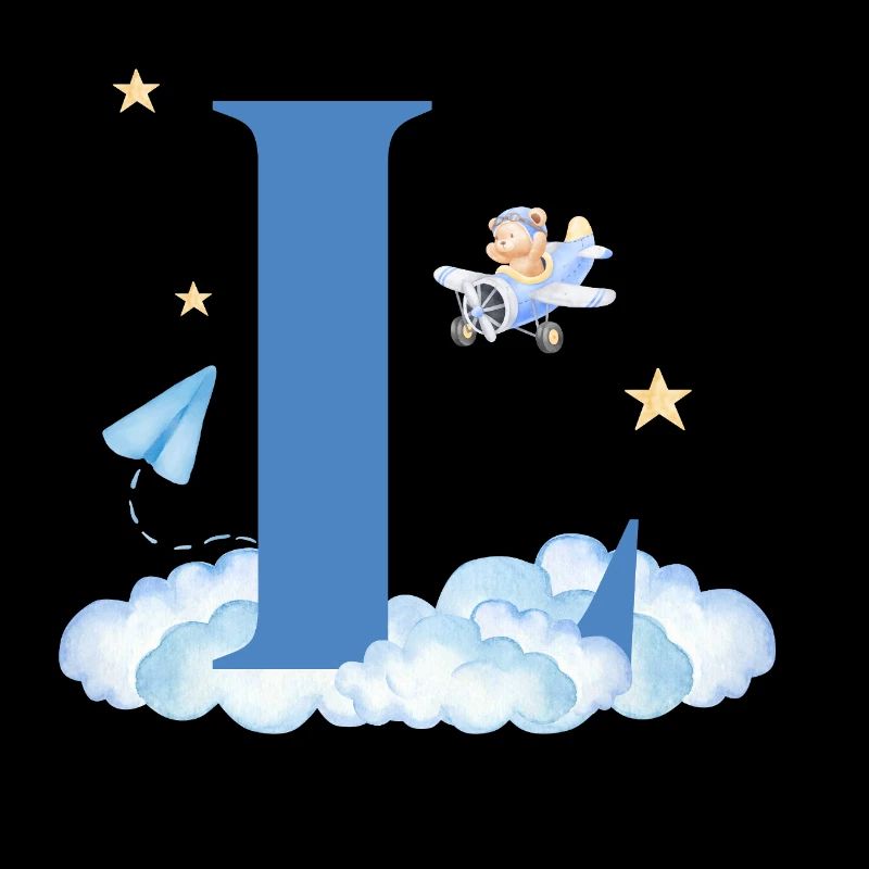Letter l Blue Clouds Airplane Child