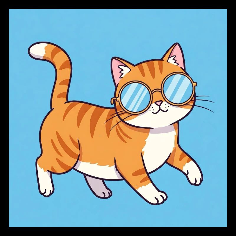 Mollige Katze mit Sonnenbrille