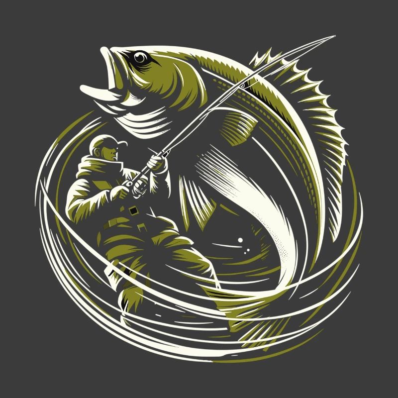 Pêche Pêcheur Morue Poisson Géant Vert Olive Cadeau