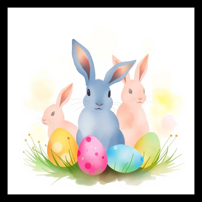 Drei süße und glückliche Osterhasen
