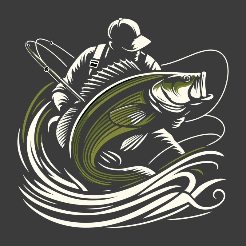 Pêche pêcheur perche poisson géant vert olive cadeau