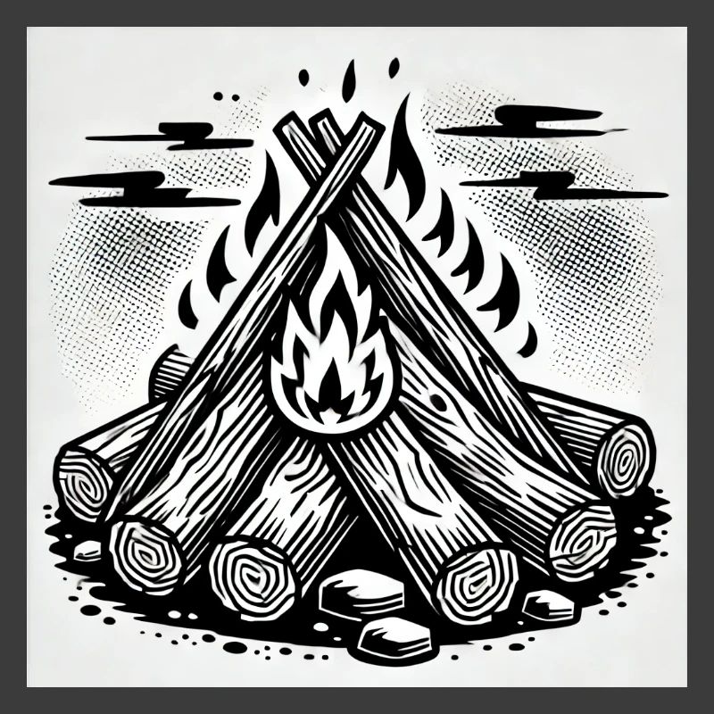 Flame Play in Comic Style: Campfire Art