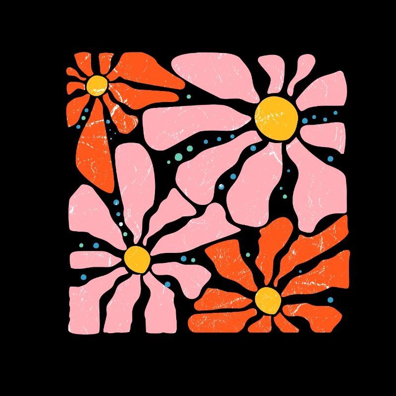 Groovy Retro Pink and Orange Flowers