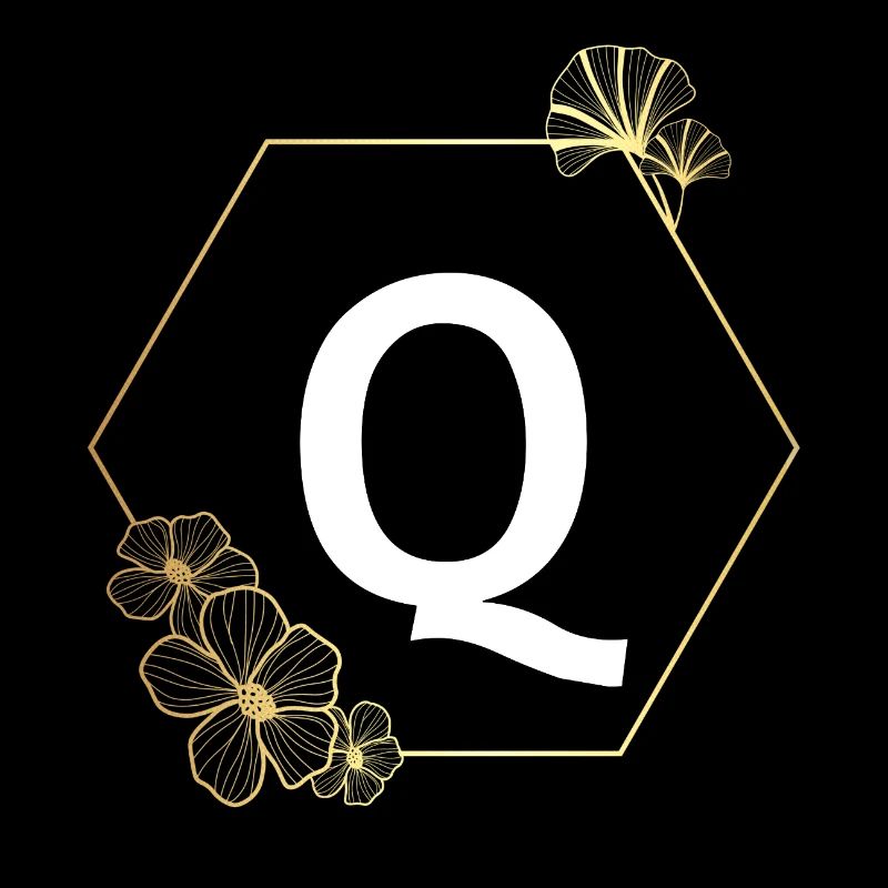 Lettre q cadre Floral doré