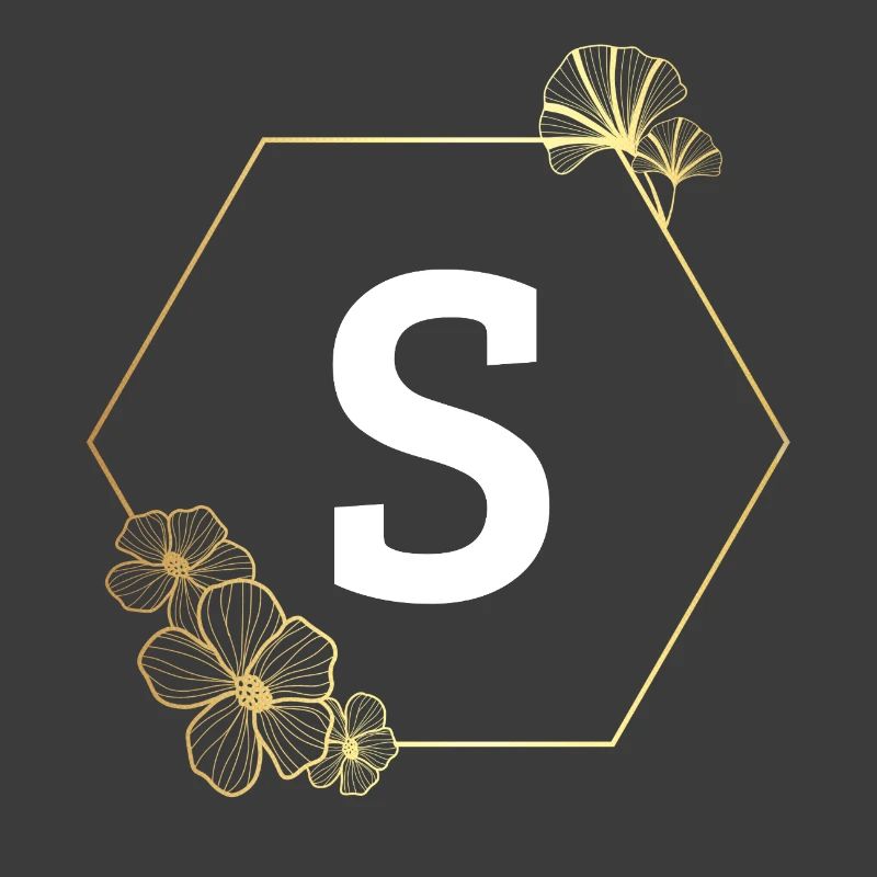 Letter s Gold Floral Frame