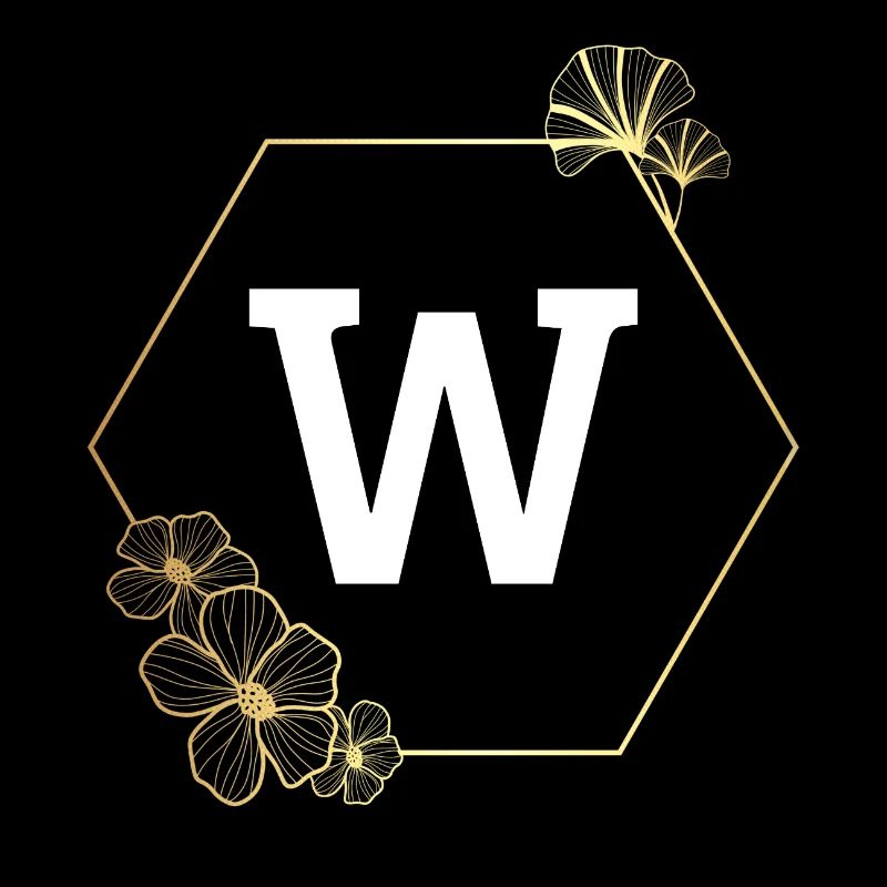 Buchstabe mit goldenem Blumenrahmen