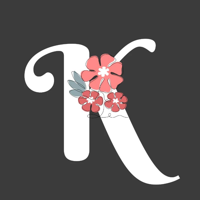 Lettre k fleurs minimalistes
