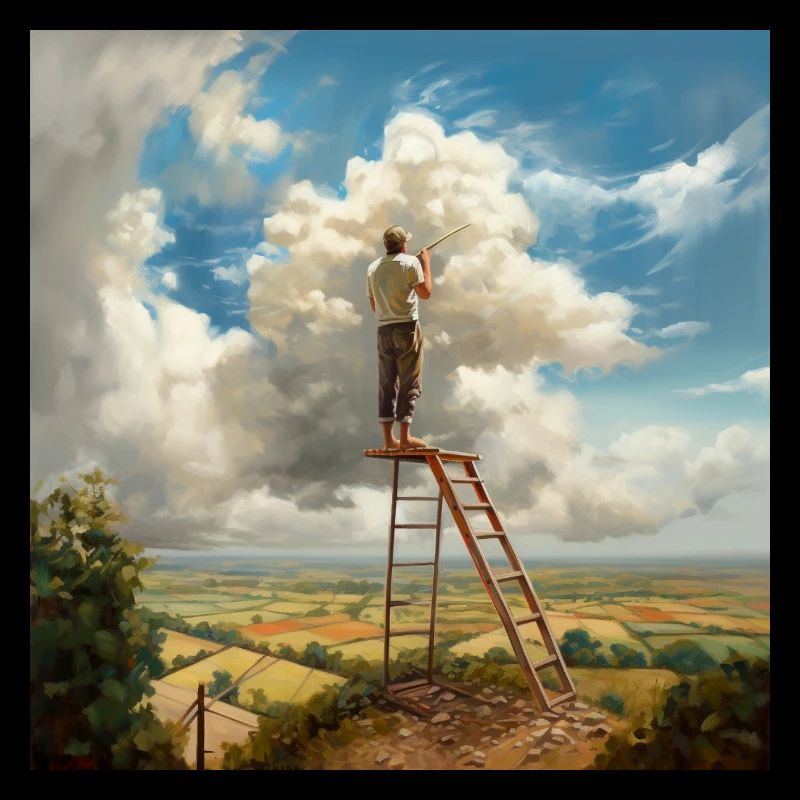 Cloud Painter Clouds Ladder Landscape Surreal