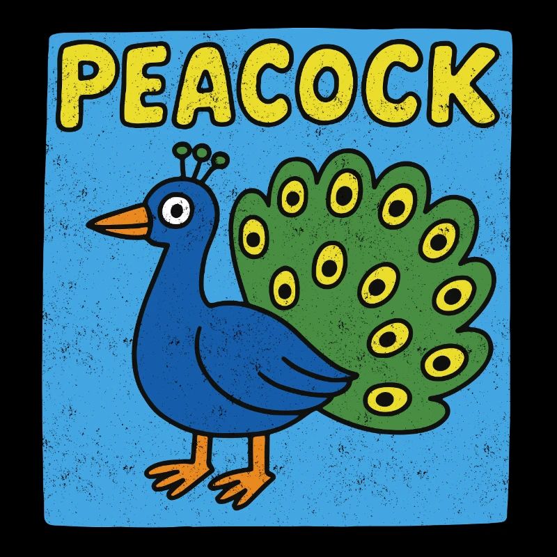 Pfau Cartoon - verwitterte Optik