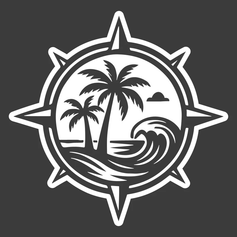 Compass Palm Trees Beach