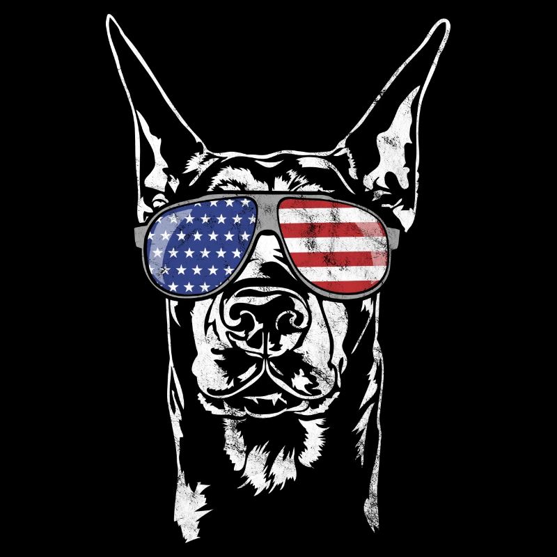 DOBERMANN - DOBERMAN PINSCHER America flag vintag