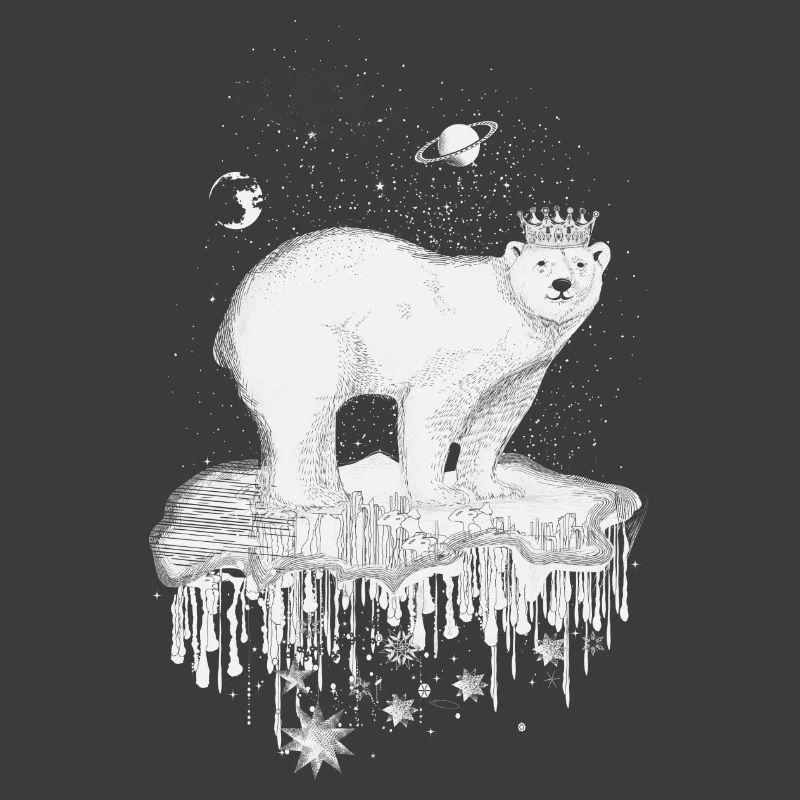 Eisbär mit Krone auf Eisscholle