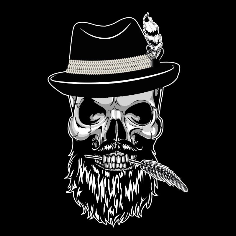 Hipster Skull Totenkopf mit Bayernhut