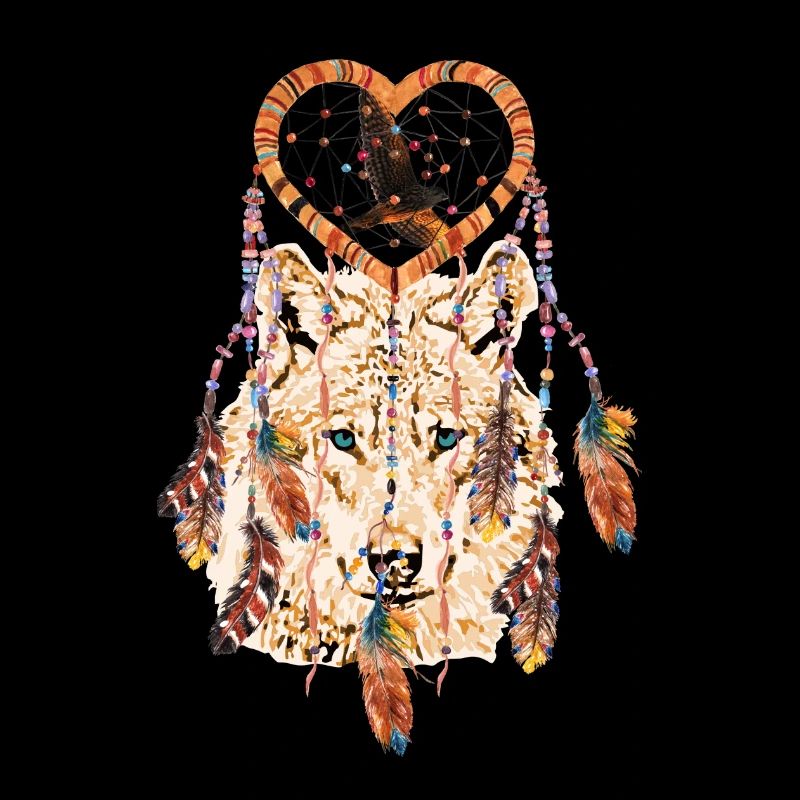 Wolf Dream Catcher Heart Falcon