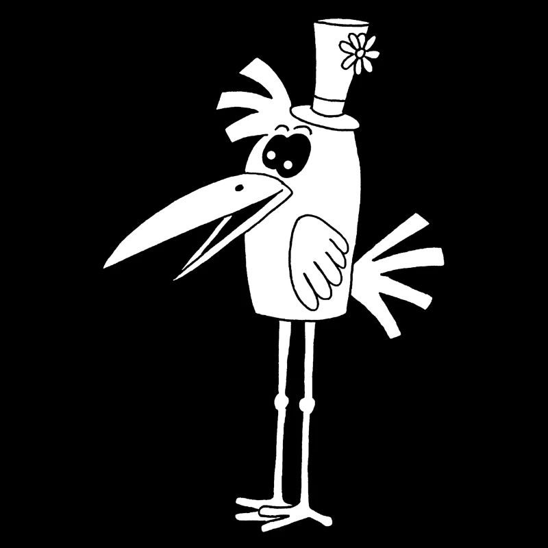 Weißer Vogel und sein Hut
