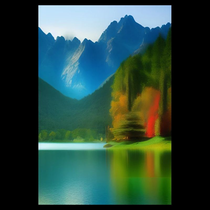Landscape with lake and mountains