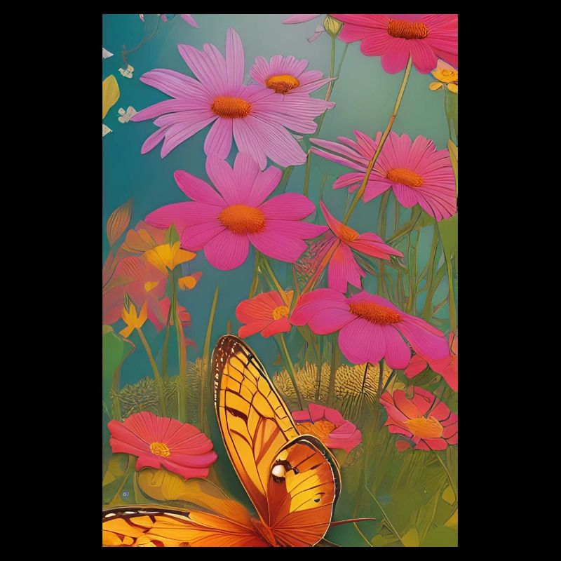 Fleurs et papillon