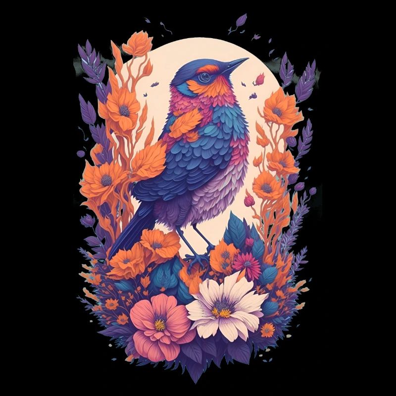 Oiseaux dans un bouquet de fleurs