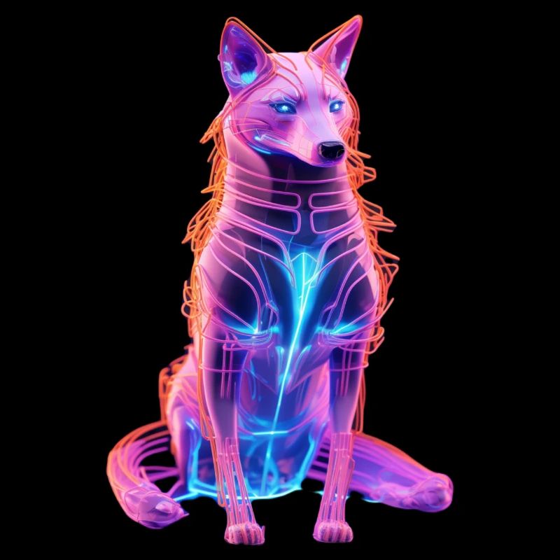 Neon Cyberwolf Kunstdesign