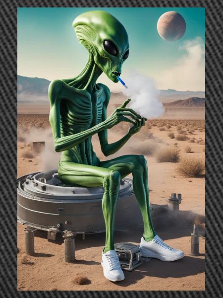 Alien dampft in Wüstensand