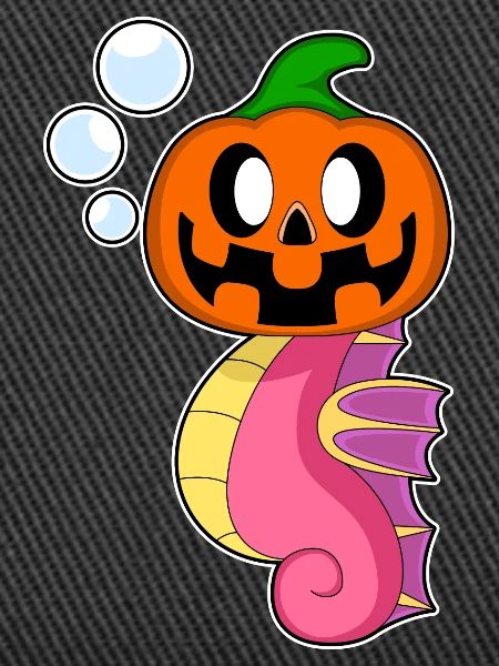 Hippocampe Halloween citrouille
