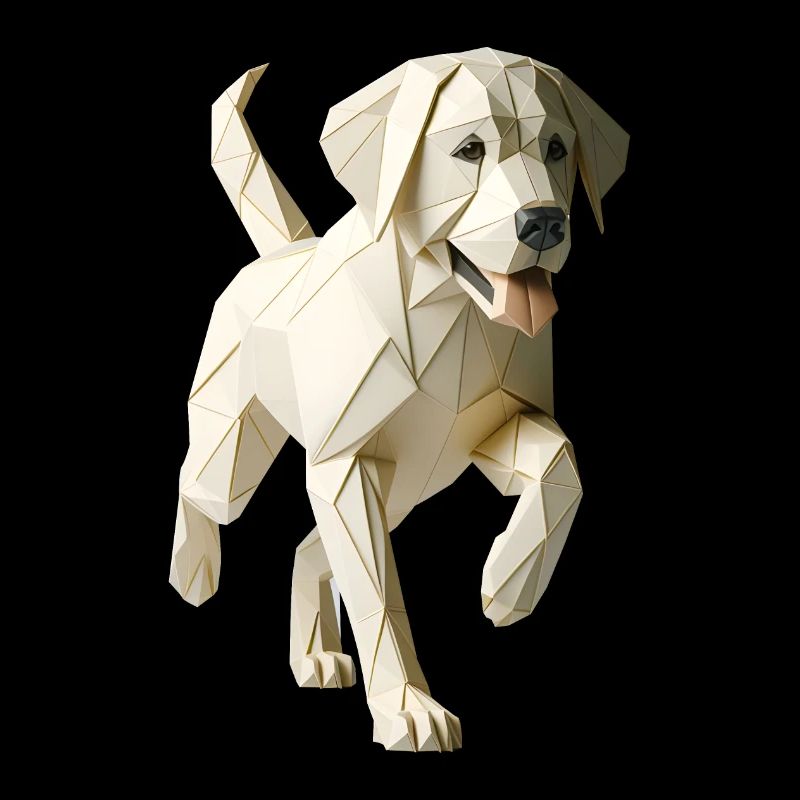 White Labrador Dog Origami Geometric 3D