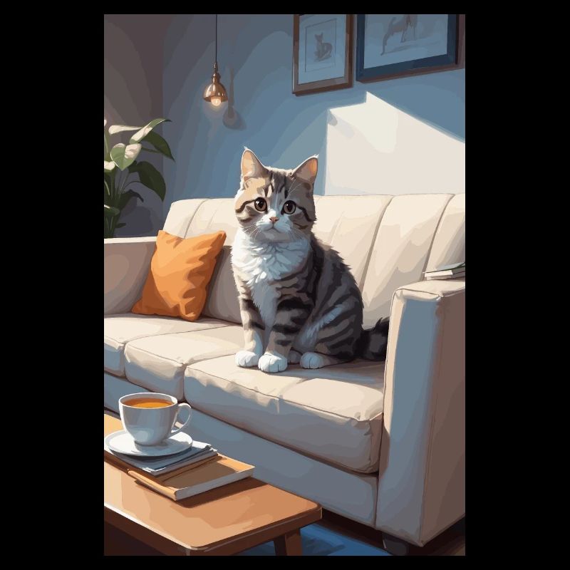 Chat sur canapé