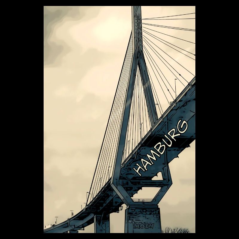 Hamburg Bridges Skyline Illustration