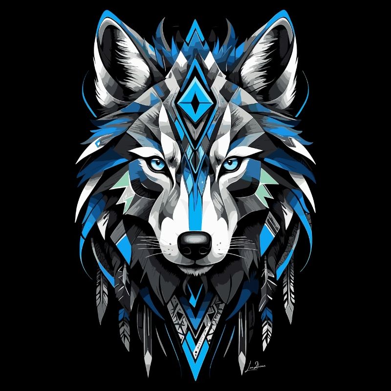 Blue Geometric Wolf
