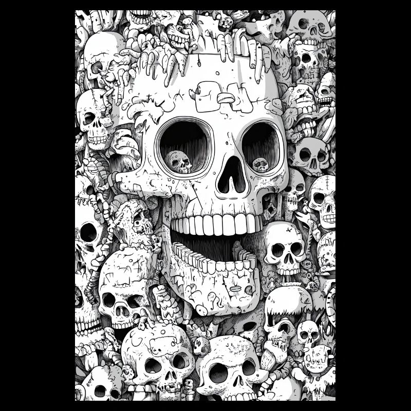 Skeleton shell in black and white