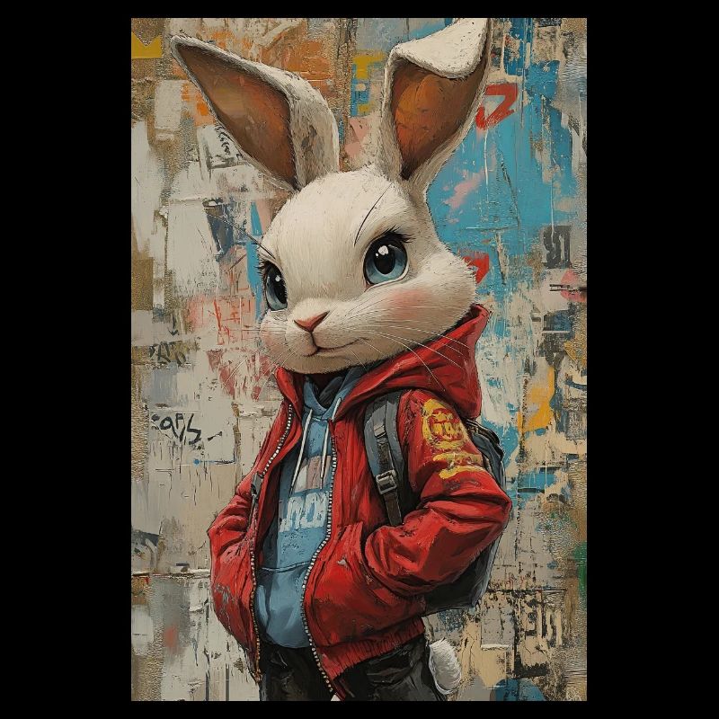 Lapin en veste graffiti