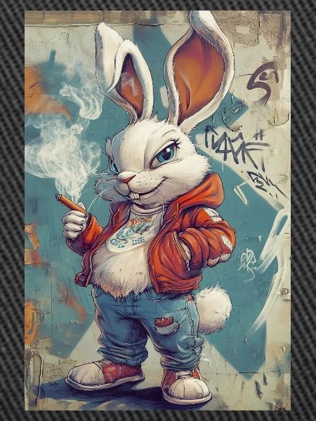 Graffiti Bunny Pullover Hoodie