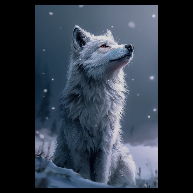 White Wolf Illustration Poster