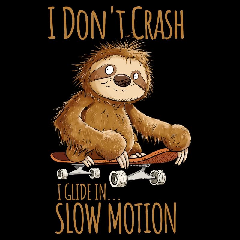 Faultier Mit Skateboard Spruch I Don't Crash