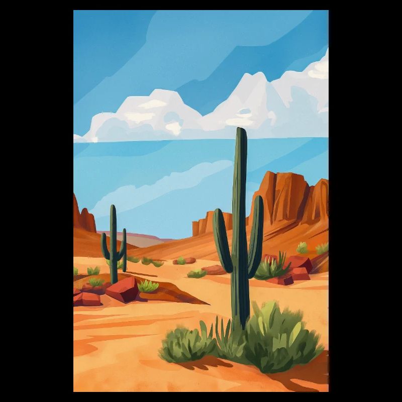 Wüstenlandschaft Illustration Poster