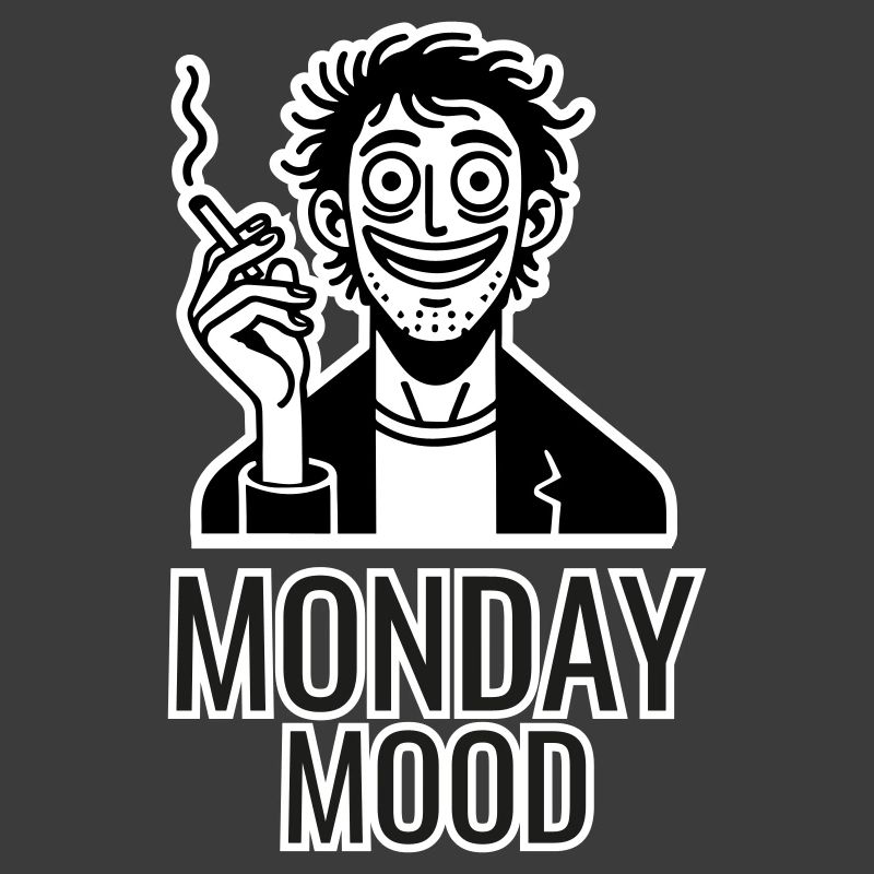 Koffeinhaltiger Mann, der eine Zigarette raucht - Monday Mood