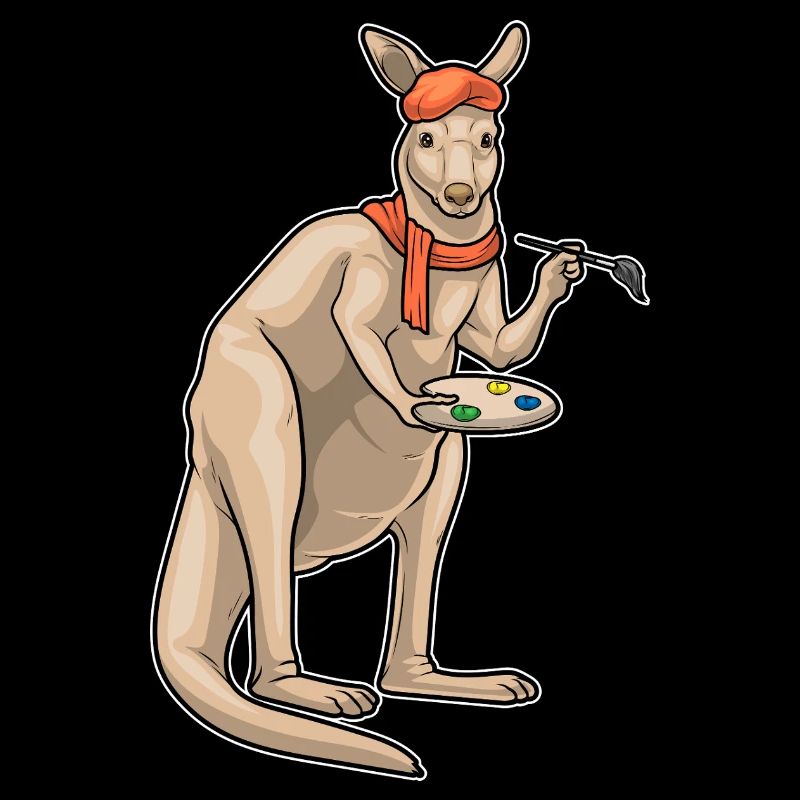 Kangaroo Painter Brush Painting