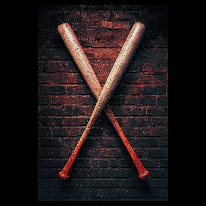 Crossed Bats on Brick Wall