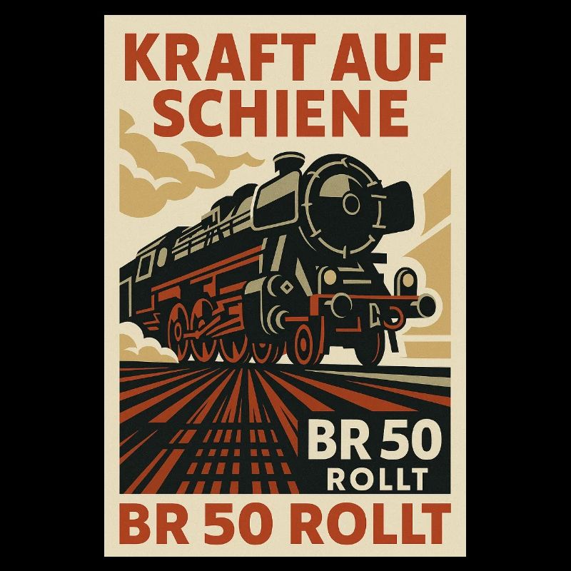 BR 50 Dampflok Kraft auf Schiene Rollt